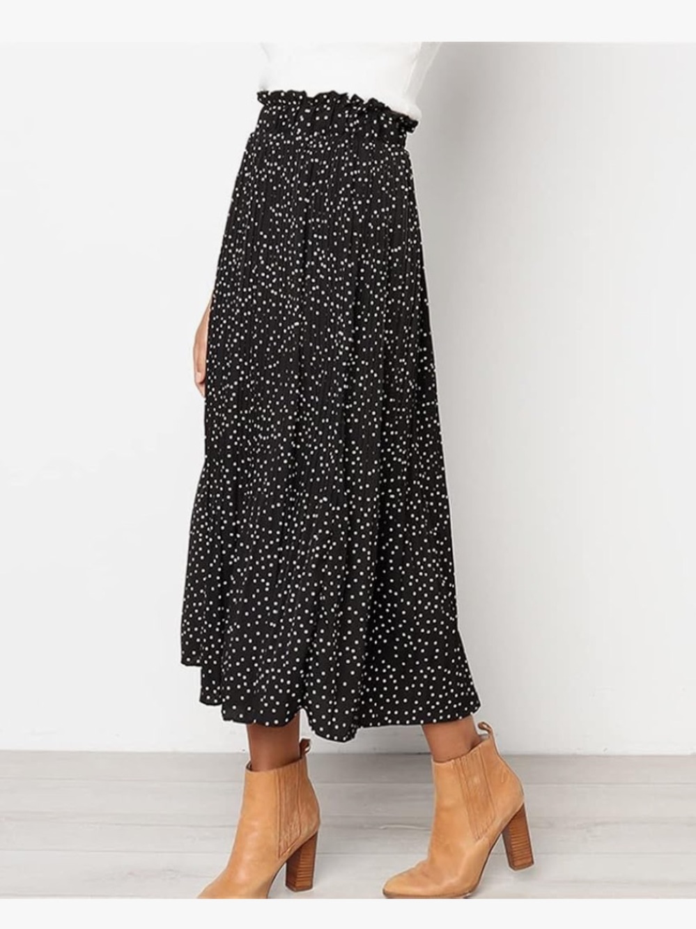 Black Polka Dot Maxi Skirt